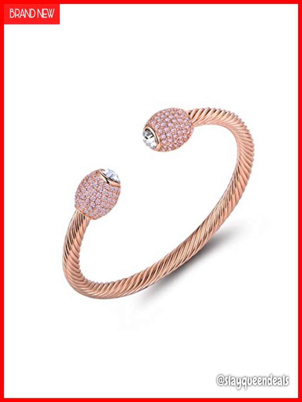 18K Gold Plated Crystal Cable Bangle Bracelet - Cuff Bracelet